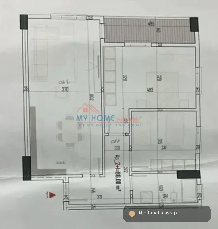 Foto 1/2: Apartament 2+1 ne Shitje ne Paskuqan në Tiranë — Çmimi: € 123200.00 | NjoftimeFalas.vip