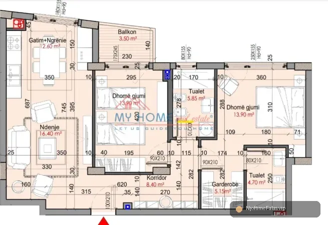 Foto 8/8: Tirane, shitet apartament 2+1+Ballkon Kati 2, 96 m² 225.000 € (Rruga e Dibres) në Tiranë — Çmimi: € 225000.00 | NjoftimeFalas.vip