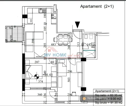 Foto 4/4: Tirane, shitet apartament 2+1+Ballkon Kati 7, 91 m² 198.000 € (Rruga Xhanfize Keko) në Tiranë — Çmimi: € 198000.00 | NjoftimeFalas.vip