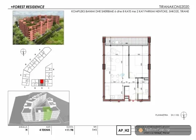 Tirane, shitet apartament 1+1 Kati 4, 107.000 € (Shkozë) në Tiranë — Çmimi: € 107000.00 | Njoftime falas